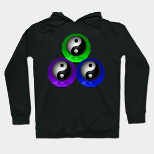 Yin Yang Triangle - Green, Blue and Purple Hoodie